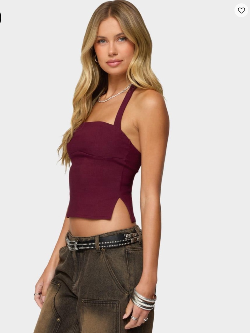 Edikted Dara Halter Top - Wine Burgundy